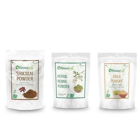 HENNAHUB Amla, Herbal Henna and Shikakai powder 200g x 3 pack | Organic Hair care Combo Pack | Total 600 gm