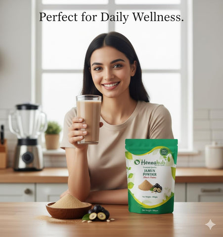 Hennahub Jamun Seed Powder (Food Grade) 100gm Pack | 100% Natural Syzygium cumini Seed Powder | Plant-Based Ingredient for Smoothies & Juices