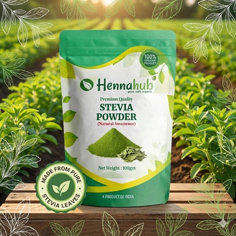 Hennahub Stevia Powder 100gm (Food Grade) | Pure Stevia Rebaudiana Leaf Powder | Meethi Patti / Sweet Leaf / Herbal Natural Sweetener | Zero-Calorie Plant-Based Sugar Substitute