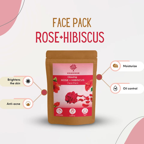 Rose-Hibiscus Face Pack, Naturally Remove Dullness and Sun, Pollution Damage