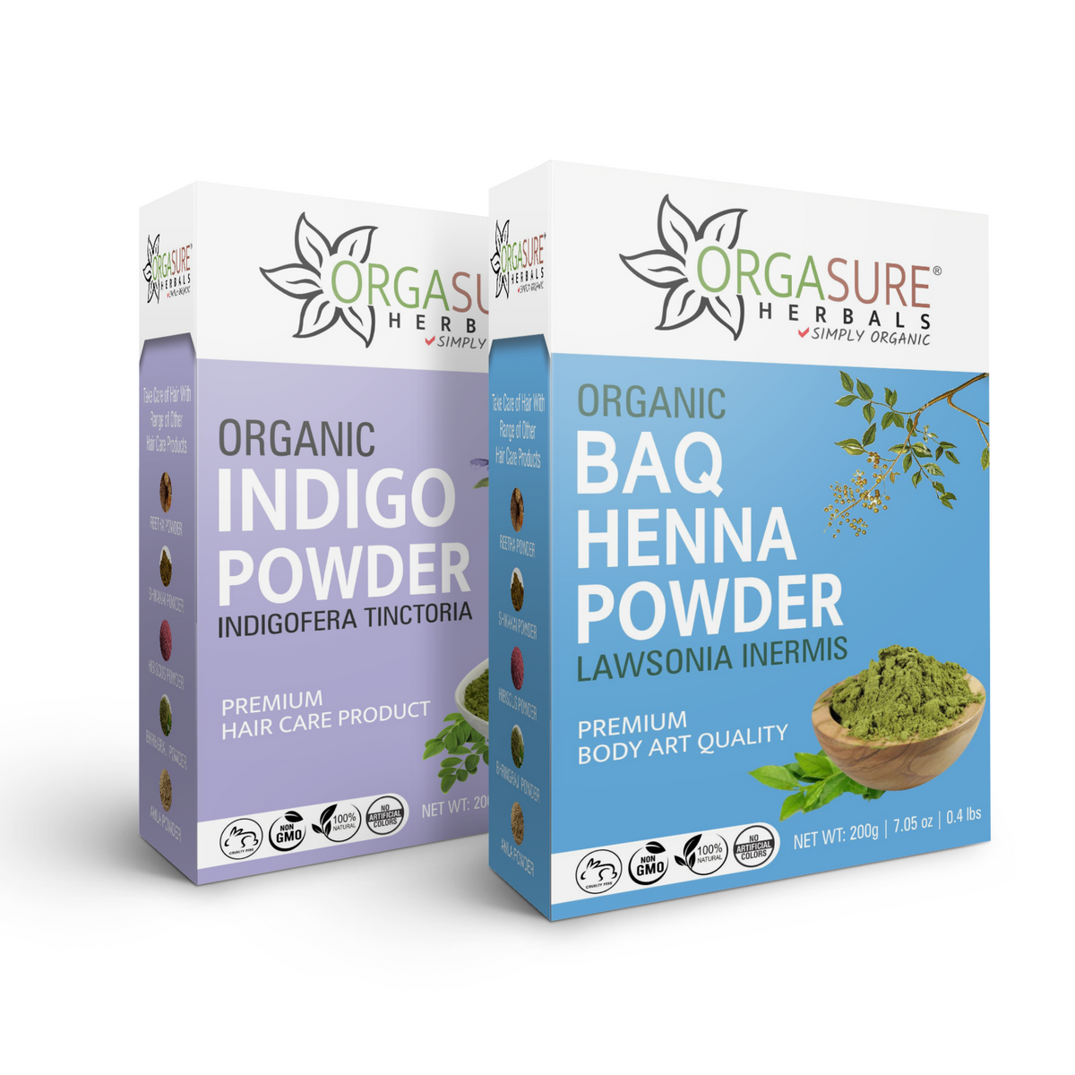 Natural Organic Henna + Indigo Powder for Hair colour 200g x 2 Pack - hennahubstore